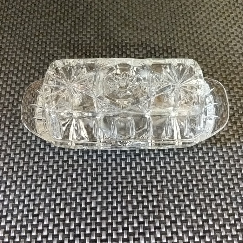 Vintage Anchor Hocking pressed glass butter dish